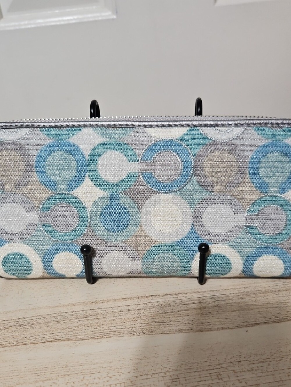 Coach NWOT Opt Art C Continental Wallet in Silver and Blue - Picture 2 of 11